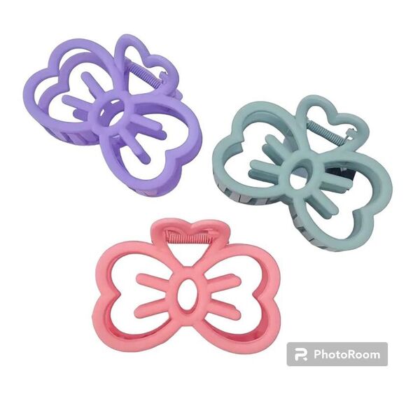 NWT Hello Kitty Set Of 3 Hair Bow Claw Clips Pink~Purple~Green - Picture 7 of 8